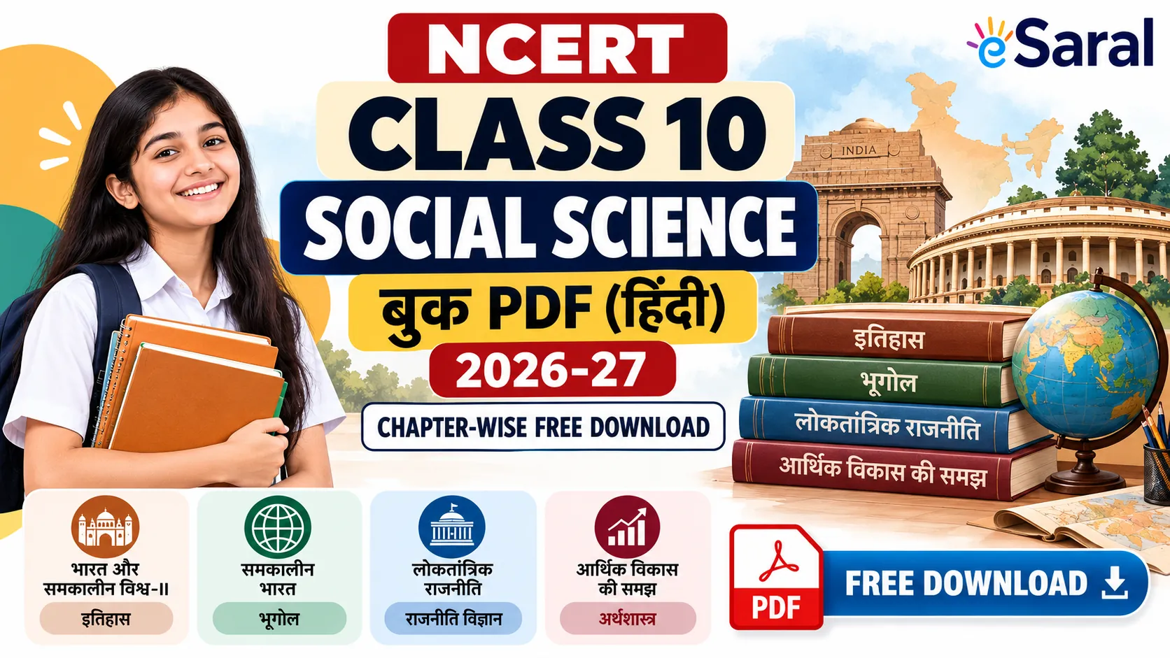 NCERT Class 10 Social Science Book PDF in Hindi 2026-27 – Chapter-wise Free Download